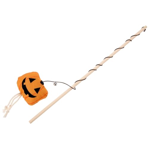 ROMISBABA Interaktiver Katzenspielstab Halloween Kürbis mit Glocke Lustiges Kätzchenspielzeug zur Beschäftigung Drinnen Fördert Bewegung und Gesundheit Geeignet für Hauskatzen und Kätzchen von ROMISBABA