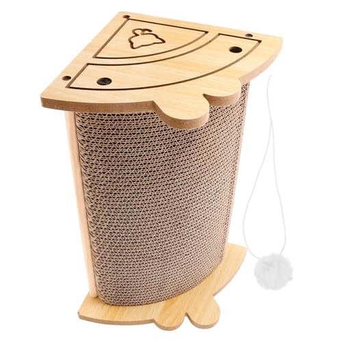ROMISBABA Katzen Kratzbrett aus Robustem Karton Freistehend Kratzfestes Kratzbrett für Katzen Möbel und Sofaschutz mit Natürlichem Holzdesign Multifunktional als Spiel und Schlafplatz von ROMISBABA