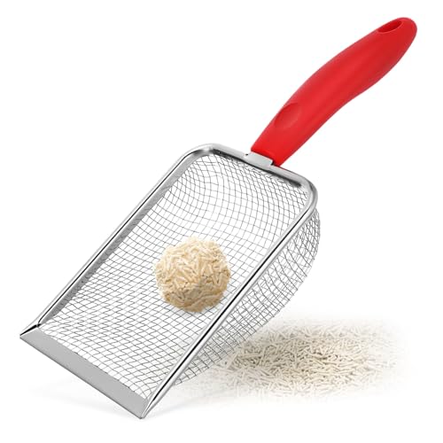 ROMISBABA Katzenstreuschaufel mit Ergonomischem Griff Feines Sieb Robuste Langlebige Katzentoiletten Schaufel Antihaft Oberfläche Effektives Katzenstreu Reinigungstool von ROMISBABA