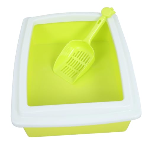ROMISBABA Semi-geschlossene Katzentoilette Rechteckiger Form Spritzwassergeschützte Katzentoilette Mit Schaufel Für Kätzchen Und Erwachsene Katzen Langlebig Und Platzsparend von ROMISBABA