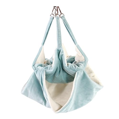 ROMISBABA Kleines Haustiernest Versteck Doppelt Mini Runden Hamsterbettwäsche Hängend Plüsch Hängematte Haken Drinnen Hamsternest Flanell Blue von ROMISBABA