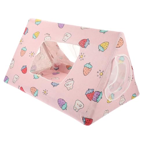 ROMISBABA Kleintier Versteck Zelt aus Beißfestem mit Dachstufe für Hamster Kaninchen und Kleine Nager Langlebiges Spielhaus und Käfig Zubehör Natürliches Material Rosa von ROMISBABA