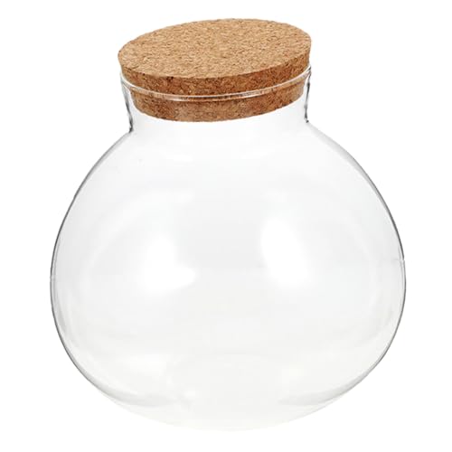 ROMISBABA Mikrolandschaft Flasche Rundes Terrarium mit Korkverschluss Transparentes Glasdekor für Moos Luftpflanzen DIY Garten Stilvolles Wohnaccessoire von ROMISBABA