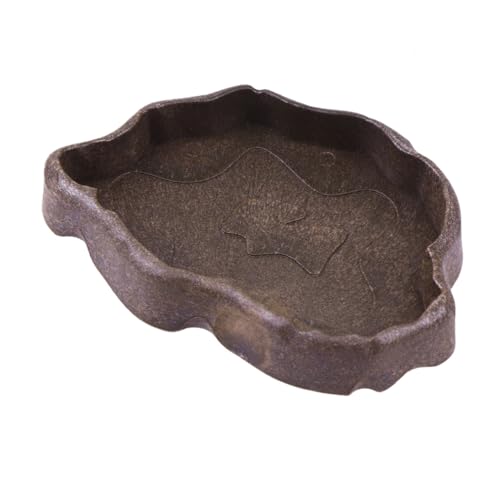 ROMISBABA Reptilien Futternapf aus Harz Klein Praktische Trinkschale Wasserschale für Schildkröten Eidechsen Wasserlebewesen Haustier Futter und Wasserbecken in Kaffee Farbe von ROMISBABA