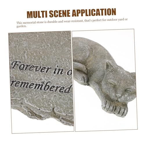 ROMISBABA Resin Katzen Gedenkstein für Garten Wetterfeste Haustier Memorial Skulptur Stabile Outdoor Katzenstatue als Grabstein Tröstendes Andenken für Verlorene Katzen Mosig von ROMISBABA