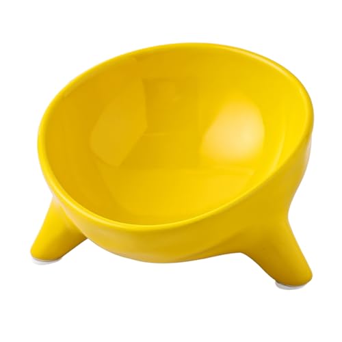 ROMISBABA Schräge Stativschale Steigleitung Schüssel Fütterung gekippt klein pet Food Container Dog Bowl dogbowl katzennäpfe Erhöhte Katzenschalen hoher Futternapf für Hunde Keramik Yellow von ROMISBABA