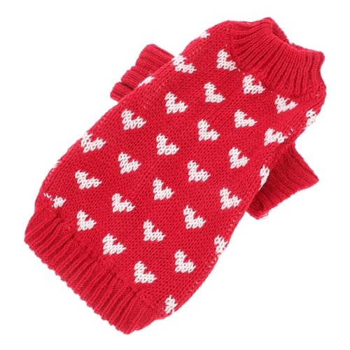 ROMISBABA Valentinstag Hundepullover für Kleine Hunde Gestrickt mit Herzmuster Warm Hautfreundlich Langlebig Modischer Outdoor Pullover für Mittelgroße Haustiere Rote Hundebekleidung von ROMISBABA