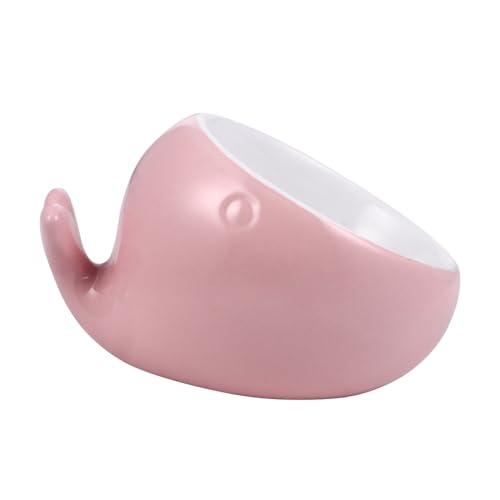 ROMISBABA Wal-Katzennapf Kätzchen Schüssel Walschale Futternapf für Haustiere pet Bowl katzenfutter schüssel Katzenfutterschale Nackenschutzschale Futterautomat für Katze Keramik Rosa von ROMISBABA