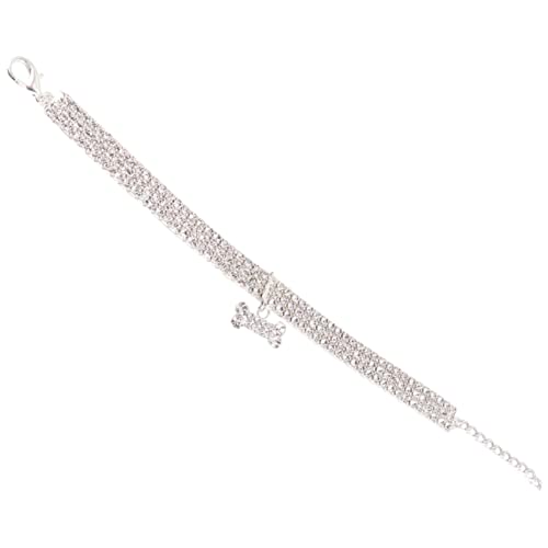 ROMISBABA Haustierhalsband in Form Eines Anhängers Mit Strasssteinen Haustierhalskette Größe L Weiß Bequemes Material Für Hunde von ROMISBABA