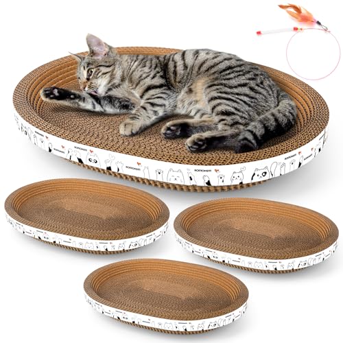 ROMOHOM Kratzbaum für Katzen, oval, Katzenkratzbrett, Lounge, Couch, Katzenschüsselform, Kratzbaum, Nest für Katzen, Schleifkralle, Katzenkratzer, Papp-Möbelschutz, 43,9 x 35,6 x 6 cm, 3 Stück ROMOHOM Kratzbaum für Katzen, oval, Katzenkratzbrett, Lounge, Couch, Katzenschüsselform, Kratzbaum, Nest für Katzen, Schleifkralle, Katzenkratzer, Papp-Möbelschutz, 43,9 x 35,6 x 6 cm, 3 Stück von ROMOHOM