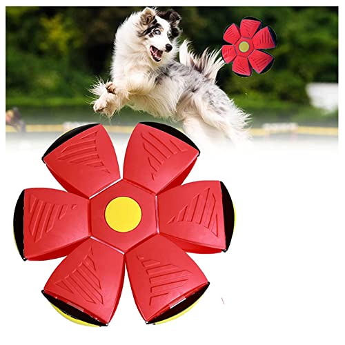 Flat Throw Disc Ball, Hunde Frisbee Es Gibt Bunte Lichter Ball FüR Hunde, Outdoor Garden Flying Ball Spielzeug,Red-1PC von ROMOZ
