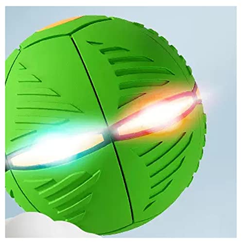 ROMOZ Flying UFO Magic Ball, Hundespielzeug Welpen Freie Verwandlung Hunde Wurfball, Langlebige HundebäLle FüR Kleine MittelgroßE Hunde,Green-1PC von ROMOZ