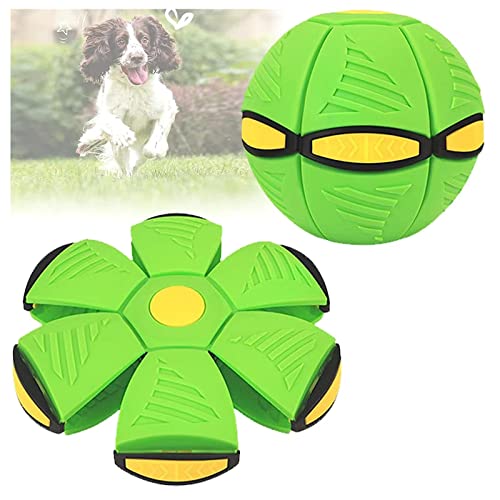ROMOZ Magic UFO Ball, Spielball Hund Magisch Verformbar Frisbeescheibe FüR Hunde, Fliegenden Scheibe In Einen Ball Verwandelt,Green-1PC von ROMOZ