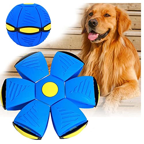 ROMOZ Pet Flying Saucer Ball, Wurfball Hund Es Gibt Bunte Lichter Hundefrisbee GroßE Hunde, Outdoor Garden Flying Ball Spielzeug,Blue-1PC von ROMOZ