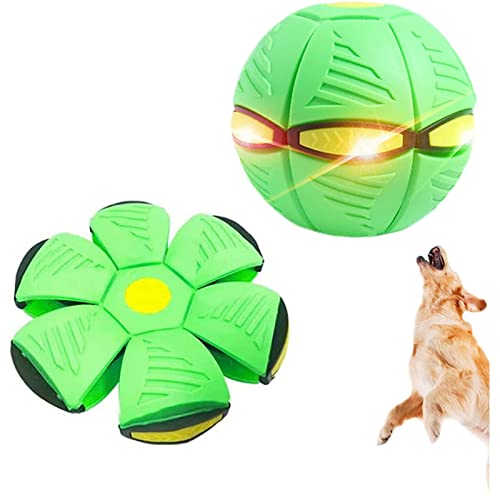 ROMOZ Pet Toy Flying Saucer Ball, Hunde Spielsachen Kreative Dekomprimierung Spielball Hund, Outdoor Garden Flying Ball Spielzeug,Green-1PC von ROMOZ