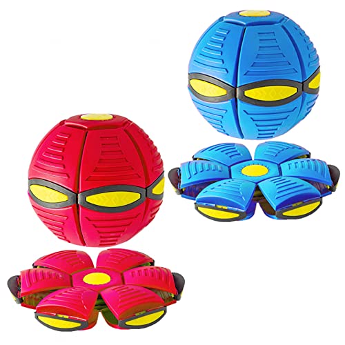 ROMOZ Pet Toy Flying Saucer Ball, Hundespielzeug Ball Es Gibt Bunte Lichter Hunde Wurfball, Interaktives Hundespielzeug,2PCS von ROMOZ