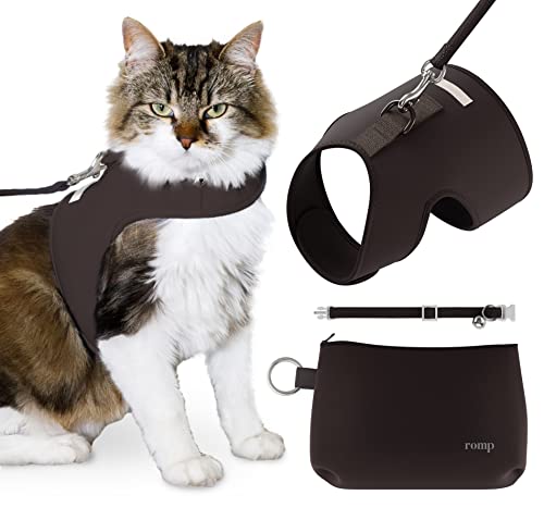 Katzengeschirr, Halsband und Leine, ausbruchsicher, verstellbar, mit Klettverschluss, für Katzen und Kätzchen, Braun (Sable Brown), klein von ROMP