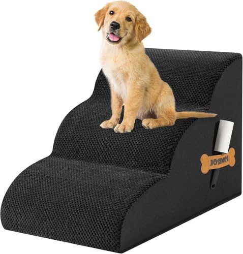 ROMROL Hundetreppe 3 Stufen – rutschfeste Haustiertreppe für kleine Hunde & Katzen – Waschbarer Bezug, Hochdichter Memory-Schaum – Weiche Einstiegshilfe für Sofa & Bett – Gelenkschonend, Schwarz ROMROL Hundetreppe 3 Stufen – rutschfeste Haustiertreppe für kleine Hunde & Katzen – Waschbarer Bezug, Hochdichter Memory-Schaum – Weiche Einstiegshilfe für Sofa & Bett – Gelenkschonend, Schwarz von ROMROL