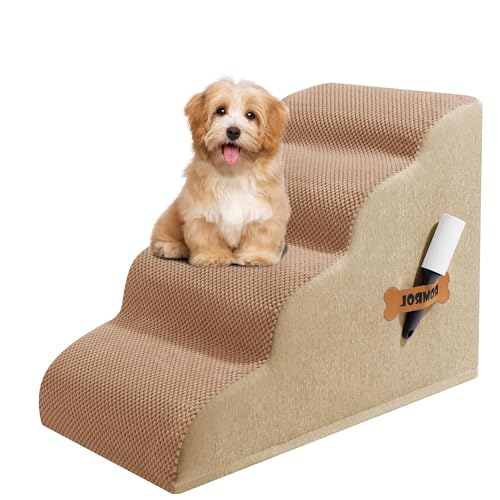 ROMROL Hundetreppe 4 Stufen – rutschfeste Haustiertreppe für kleine Hunde & Katzen – Waschbarer Bezug, Hochdichter Memory-Schaum – Weiche Einstiegshilfe für Sofa & Bett – Gelenkschonend, Braun ROMROL Hundetreppe 4 Stufen – rutschfeste Haustiertreppe für kleine Hunde & Katzen – Waschbarer Bezug, Hochdichter Memory-Schaum – Weiche Einstiegshilfe für Sofa & Bett – Gelenkschonend, Braun von ROMROL