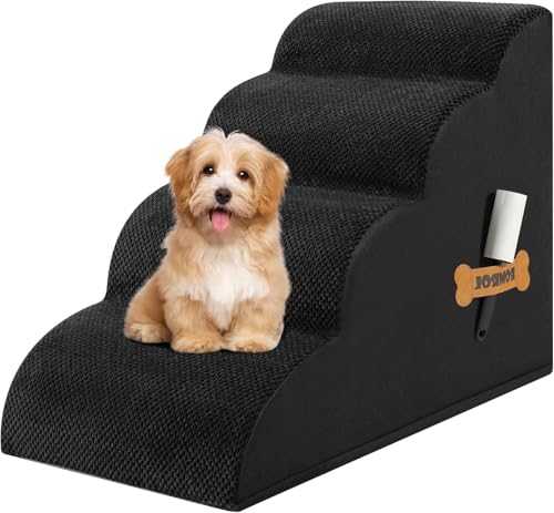 ROMROL Hundetreppe 4 Stufen – rutschfeste Haustiertreppe für kleine Hunde & Katzen – Waschbarer Bezug, Hochdichter Memory-Schaum – Weiche Einstiegshilfe für Sofa & Bett – Gelenkschonend, Schwarz ROMROL Hundetreppe 4 Stufen – rutschfeste Haustiertreppe für kleine Hunde & Katzen – Waschbarer Bezug, Hochdichter Memory-Schaum – Weiche Einstiegshilfe für Sofa & Bett – Gelenkschonend, Schwarz von ROMROL