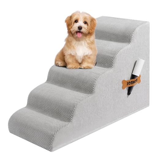 Romrol Hundetreppe Rampe für Betten Couches, Extra Breite Haustierstufen mit strapazierfähigem, rutschfestem wasserdichtem Stoffbezug, Hundetreppe für kleine Hunde und Katzen oder Haustiere Romrol Hundetreppe Rampe für Betten Couches, Extra Breite Haustierstufen mit strapazierfähigem, rutschfestem wasserdichtem Stoffbezug, Hundetreppe für kleine Hunde und Katzen oder Haustiere von ROMROL