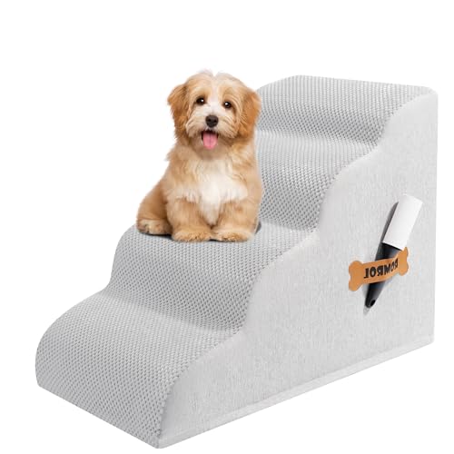 Romrol Hundetreppe Rampe für Betten Sofas, extra breite Haustierstufen mit strapazierfähigem, rutschfestem wasserdichtem Stoffbezug, Hundetreppe für kleine Hunde und Katzen oder Haustiere freundlich Romrol Hundetreppe Rampe für Betten Sofas, extra breite Haustierstufen mit strapazierfähigem, rutschfestem wasserdichtem Stoffbezug, Hundetreppe für kleine Hunde und Katzen oder Haustiere freundlich von ROMROL