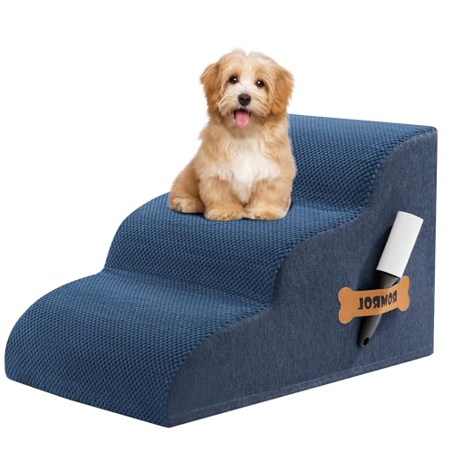 Romrol Hundetreppe Rampe für Betten Sofas, extra breite Haustierstufen mit strapazierfähigem, rutschfestem wasserdichtem Stoffbezug, Hundetreppe für kleine Hunde und Katzen oder Haustiere freundlich Romrol Hundetreppe Rampe für Betten Sofas, extra breite Haustierstufen mit strapazierfähigem, rutschfestem wasserdichtem Stoffbezug, Hundetreppe für kleine Hunde und Katzen oder Haustiere freundlich von ROMROL
