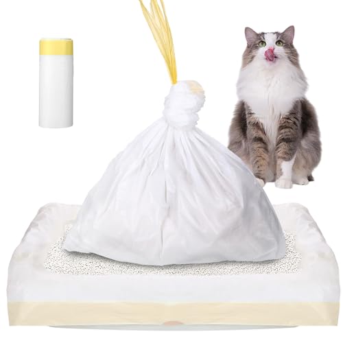 20 Stück Katzentoilettenbeutel, Katzenklo Beutel mit Zugband, Cats Katzenstreu Hygienebeutel, Katzenstreu Klumpstreu Mülltüten für katzenmatte Katzenklo xxl, Reißfest Langlebig (94x45cm) von ROOMHUAWAY