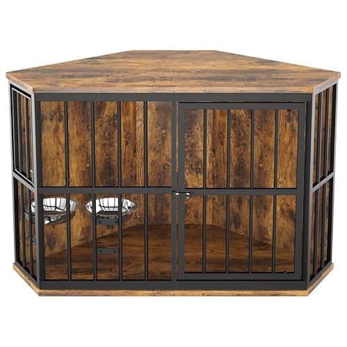 ROOMTEC 106,7 cm Möbel Hundekäfig Ecke, Hundehütte Ecktisch Holz Beistelltisch mit Schüssel, Indoor Pet Crates Corner Beistelltisch für Hunde, Breite Oberseite Perfekt für begrenzten Raum ROOMTEC 106,7 cm Möbel Hundekäfig Ecke, Hundehütte Ecktisch Holz Beistelltisch mit Schüssel, Indoor Pet Crates Corner Beistelltisch für Hunde, Breite Oberseite Perfekt für begrenzten Raum von ROOMTEC