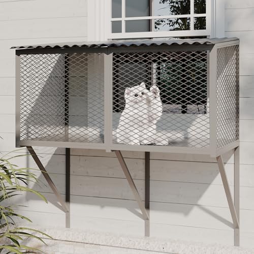 ROOMTEC Cat Catio, Metall-Katzen-Fensterkasten für Innenkatzen, Katzenfensterstange für mehrere Katzen, Allwetter-Einsatz, für den Außenbereich, für sicheres Genießen der Outdoor-Sehenswürdigkeiten, ROOMTEC Cat Catio, Metall-Katzen-Fensterkasten für Innenkatzen, Katzenfensterstange für mehrere Katzen, Allwetter-Einsatz, für den Außenbereich, für sicheres Genießen der Outdoor-Sehenswürdigkeiten, von ROOMTEC