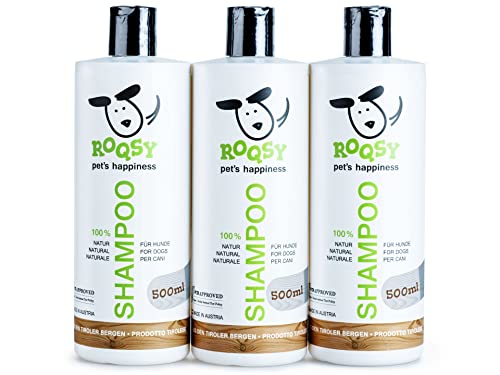ROQSY Natur-Hundeshampoo 1500ml / 1,5L, Vegan, Bio, Naturprodukt für Sensible Haut, Allergiker, alle Rassen und Fellfarben, auch Langhaar, große Hunde, weißes Fell von ROQSY