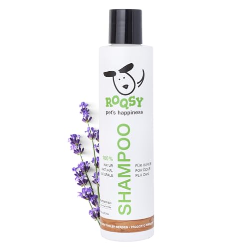 ROQSY Natur-Hundeshampoo 200ml, Vegan, Bio, Naturprodukt auch für Welpen, Sensible Haut, Allergiker, alle Rassen und Fellfarben, auch weißes Fell von ROQSY