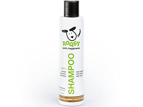 ROQSY Natur-Hundeshampoo 200ml, Vegan, Bio, Naturprodukt auch für Welpen, Sensible Haut, Allergiker, alle Rassen und Fellfarben, auch weißes Fell von ROQSY