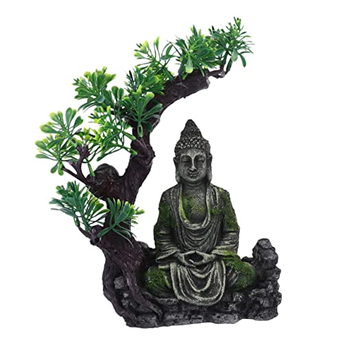Buddha Statue aus Resin für Aquarien Dekoration für Süß Simulation Stabiler Stand Pflegeleicht und Sicher für Fische von RORPOIR
