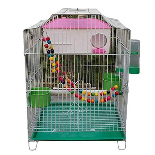 Massive Metallische Vogelkäfige mit grünem Tablett Große Kapazität Papageienkäfige Dekorative Vogeltrage mit Ständer Bar Wasserkasten (Metallic D) von RORQUSCADE