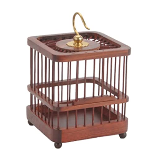 Massiver Bambus-Vogelkäfig Vintage Quadratischer Vogelkäfig Haushalt Runde Vogelkäfige Tragbarer Flugkäfig für den Außenbereich Hof (Quadrat B) von RORQUSCADE
