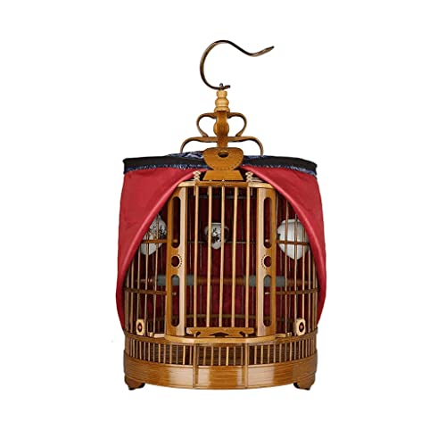 Massiver Bambus-Vogelkäfig Vintage Runde Vogelkäfige hängende Vogelträger mit Rollständer Schnitzerei Flugkäfig für kleine Vögel (klein) von RORQUSCADE