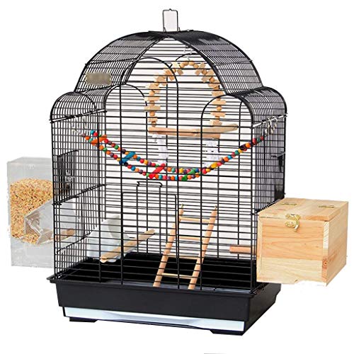 Massiver Eisen-Vogelkäfig mit Futterbox Ständer Bar Tablett Flugkäfig für Sittiche Taubenperle Vogel Wellensittichhaus (Schwarz C) von RORQUSCADE