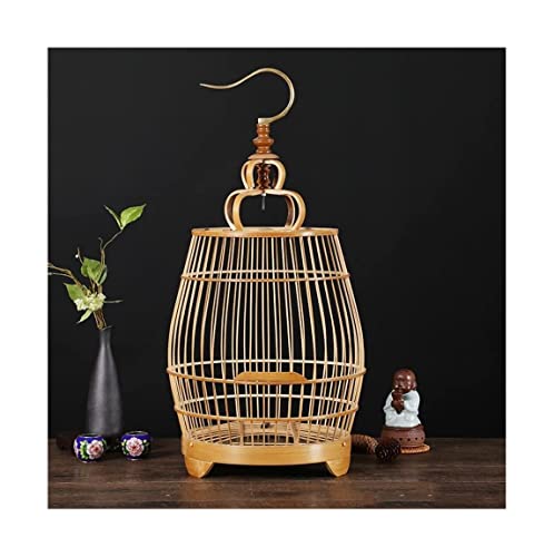 RORQUSCADE Massiver Bambus-Vogelkäfig Großer Vogelkäfig Handgefertigte Vogelträger, Einfache Retro-Vogelhaus-Transportbox für kleine und mittelgroße Vögel (Vogelkäfig) von RORQUSCADE