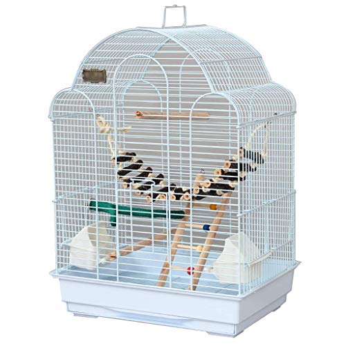 RORQUSCADE Massiver Eisen-Vogelkäfig mit Futterbox Ständer Bar Tablett Flugkäfig für Sittiche Taubenperle Vogel Wellensittichhaus (Weiß a) von RORQUSCADE