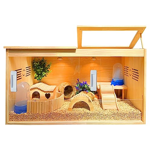 RORQUSCADE Massiver Hamsterkäfig, Rutin Hühner Futterbox, Kleintier-Lebensraum, einfach zu montieren und zu reinigen, für Kaninchen, Meerschweinchen, Rutin Huhn (Braun 60x40x40cm) von RORQUSCADE
