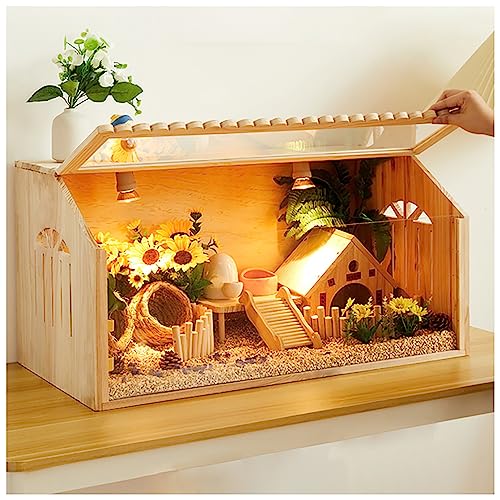 RORQUSCADE Massiver Haustierkäfig Kleintier-Lebensraum Rutin Hühner Futterbox Hamster-Habitat mit aufklappbarem Deckel für Kaninchen, Meerschweinchen, Rutin Huhn (Braun 23,6) von RORQUSCADE