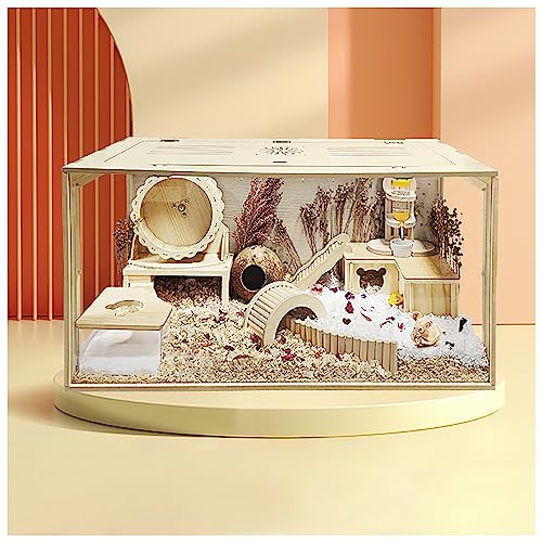 RORQUSCADE Massiver Haustierkäfig Kleintier-Lebensraum Rutin Hühner Futterbox Hamster Lebensraum mit aufklappbarem Deckel für Kaninchen, Meerschweinchen, Rutin Huhn (Braun 80x40x40cm) von RORQUSCADE