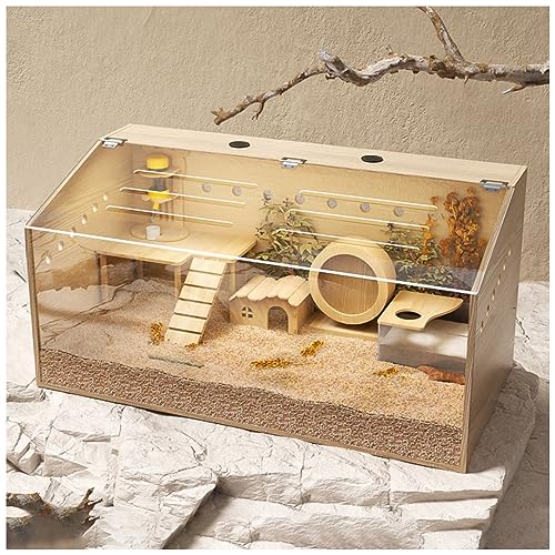 RORQUSCADE Massiver Haustierkäfig Kleintier-Lebensraum Rutin Hühner Futterbox Hamster Lebensraum mit aufklappbarem Deckel für Kaninchen, Meerschweinchen, Rutin Huhn (Braun 80x40x40cm) von RORQUSCADE