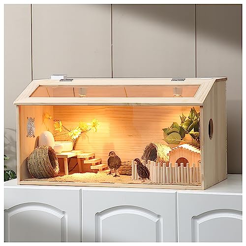 RORQUSCADE Massiver Haustierkäfig Kleintier-Lebensraum Rutin Hühner Futterbox Hamster Lebensraum mit zu öffnendem Deckel für Kaninchen, Meerschweinchen, Rutin Huhn (Braun 60x40x40cm) von RORQUSCADE