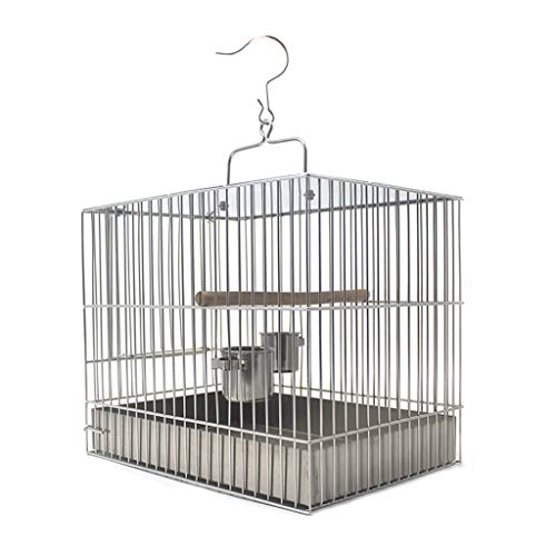 RORQUSCADE Massiver Vogelkäfig Edelstahl Vogelkäfig Badkäfig Papagei Vogelkäfig mit Griff und Haken Vogeltränke Käfig 3 Größen für Lovebirds Finken Papageien Vogelkäfig (groß) von RORQUSCADE