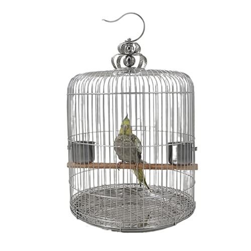 RORQUSCADE Massiver Vogelkäfig Samenfänger Vogelträger Klassischer Retro-Stil Zylindrischer Edelstahl Vogelkäfig Vogelkäfig für Kanarienvogel Liebe Vogelzucht Flugkäfig (A) von RORQUSCADE