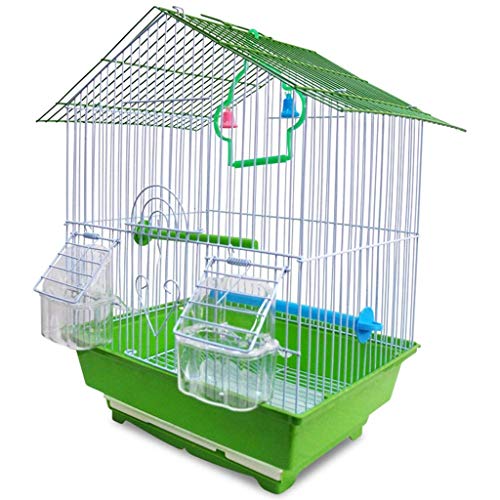 RORQUSCADE Massiver grüner Metall Vogelkäfig Outdoor Garten Dekorative Vogeltrage mit Stehstange Schaukel Sittich Lovebird Perle Vogelvilla (Grün) von RORQUSCADE
