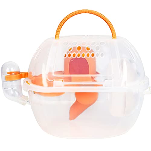 RORQUSCADE Solider atmungsaktiver kleiner Hamsterkäfig, Reise-Haustierbox, Hamsterhaus mit Wasserflasche, leichter Hamster-Habitat mit Griff (Orange) von RORQUSCADE