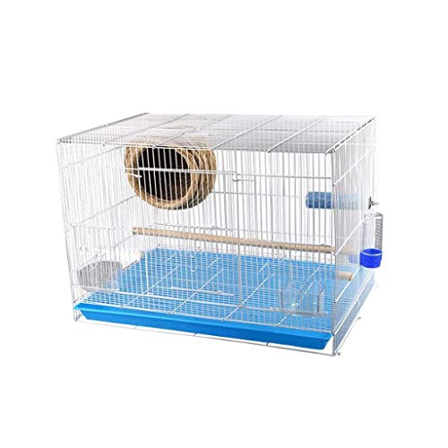 RORQUSCADE Vogelkäfig aus massivem Metall mit blauem Tablett Vogelflugkäfig mit Vogelnest Standstange Futternapf Wasserkocher (klein) von RORQUSCADE